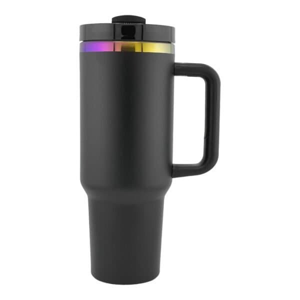 Black 40 oz Tumbler with Rainbow engraving