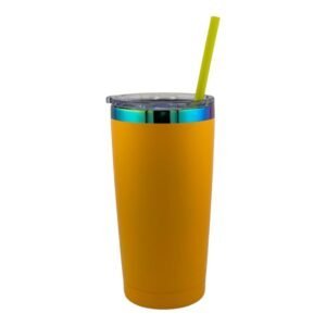 Orange 20 oz Tumbler with Rainbow engraving