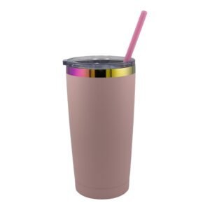 Pink 20 oz Tumbler with Rainbow engraving