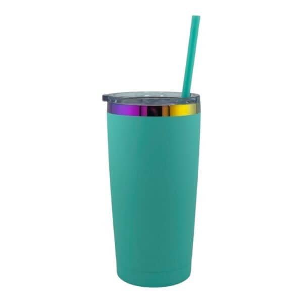 Teal 20 oz Tumbler with Rainbow engraving