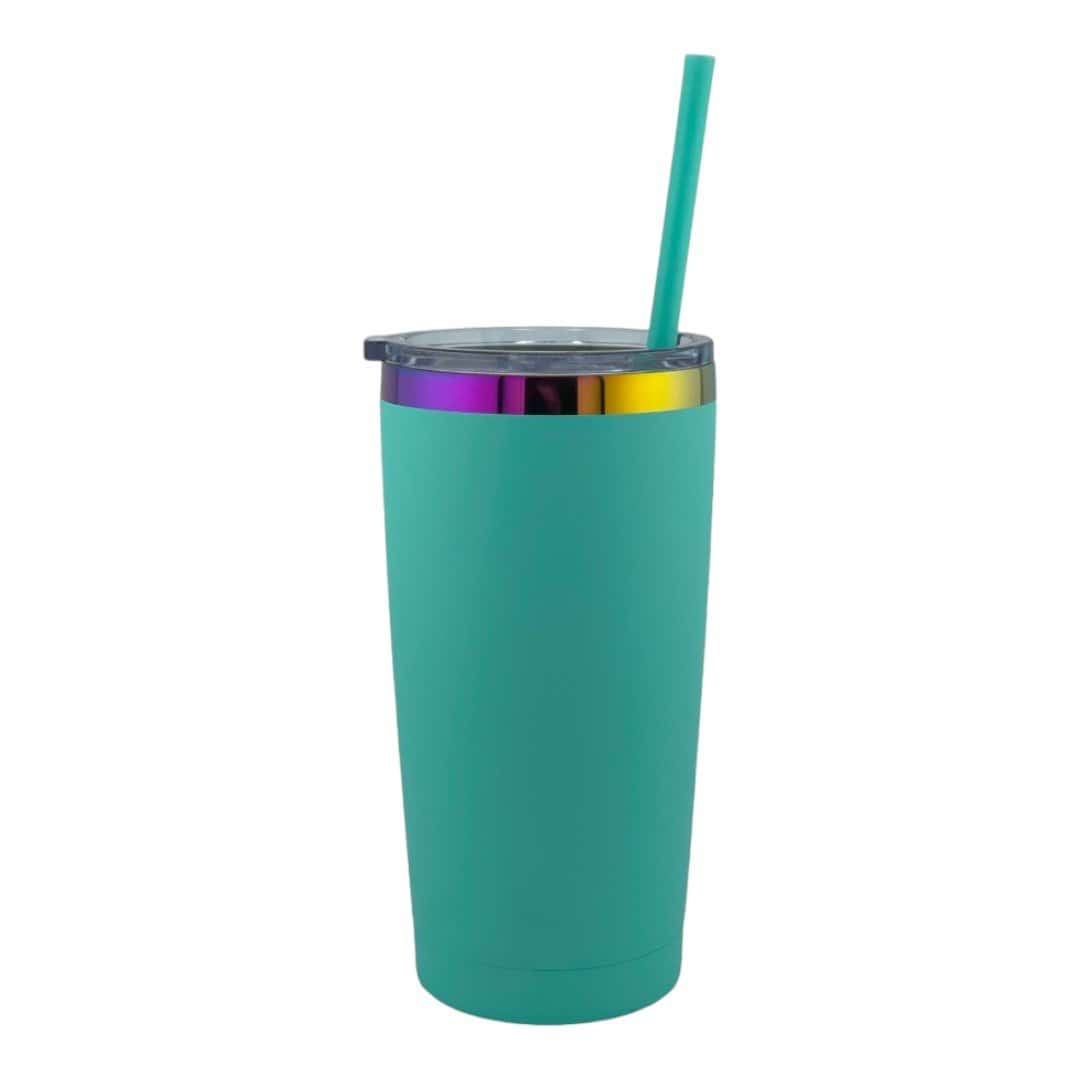 Teal 20 oz Tumbler with Rainbow engraving