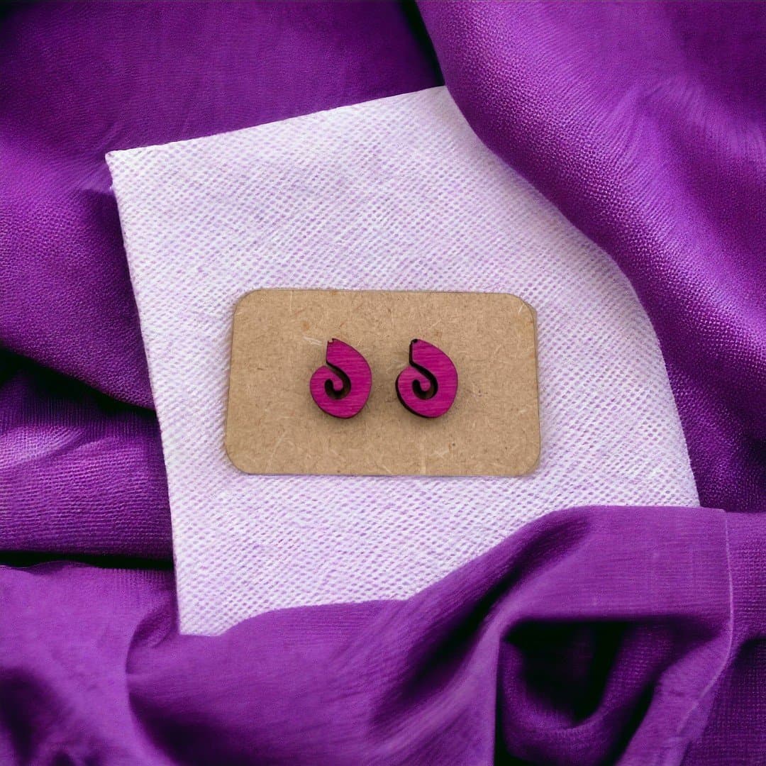 Wood Engraved Shell Studs Creative Crafts & Photos