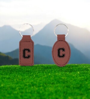Personalized Cedarcrest Football Leatherette Keychains