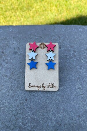 Red White and Blue Triple Star Dangly