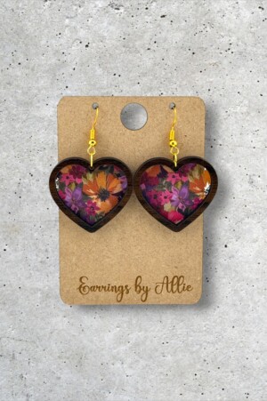 Fall Flowers Heart Dangly