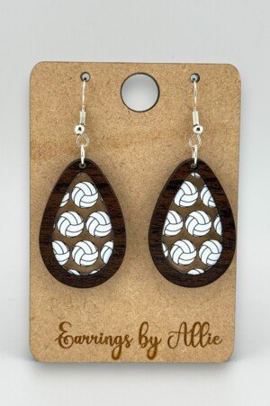 Volleyball Patternply Teardrop Dangly