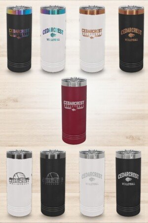 22 oz Laser Engraved Cedarcrest Volleyball Skinny Tumbler with Slider Lid