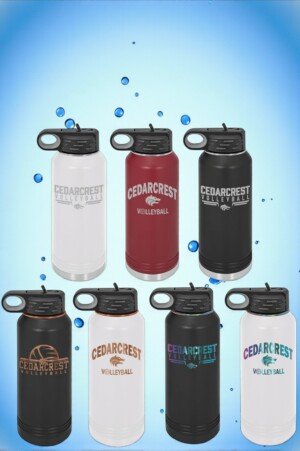 32 oz Laser Engraved Cedarcrest Volleyball Water Bottle