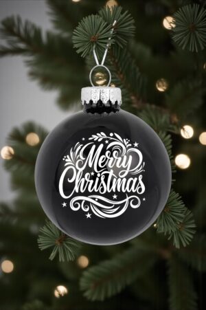 Laser Engraved Glass Ornaments - Black