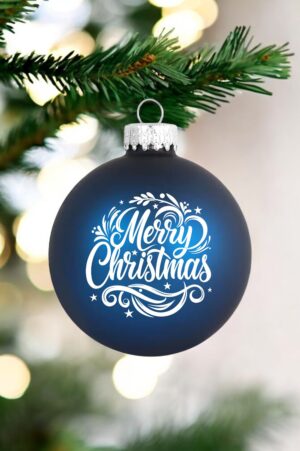 Laser Engraved Glass Ornaments - Blue Satin