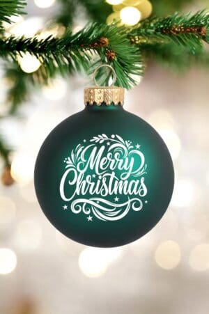 Laser Engraved Glass Ornaments - Emerald Matte