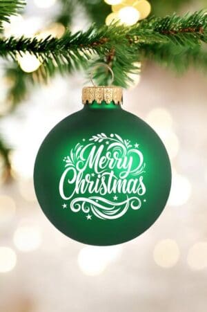 Laser Engraved Glass Ornaments - Green Matte