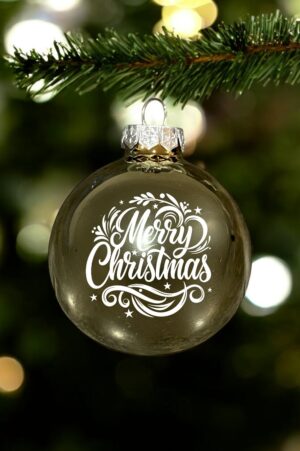 Laser Engraved Glass Ornaments - Gold Shiny