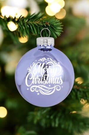 Laser Engraved Glass Ornaments - Lilac Shiny