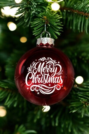 Laser Engraved Glass Ornaments - Red Shiny