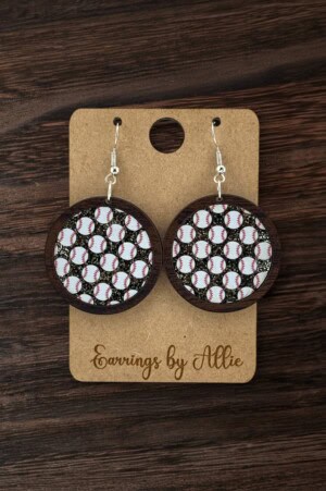 Baseball Circle Patternply Inlay Dangly