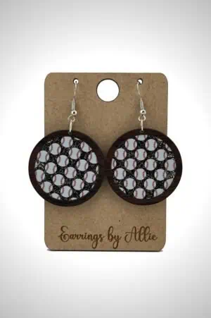 Baseball Circle Patternply Inlay Dangly