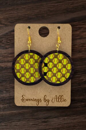 Softball Circle Patternply Inlay Dangly