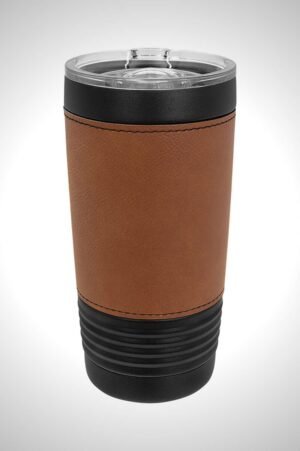 Custom Drinkware 20 oz. Leather Tumbler with Slider Lid