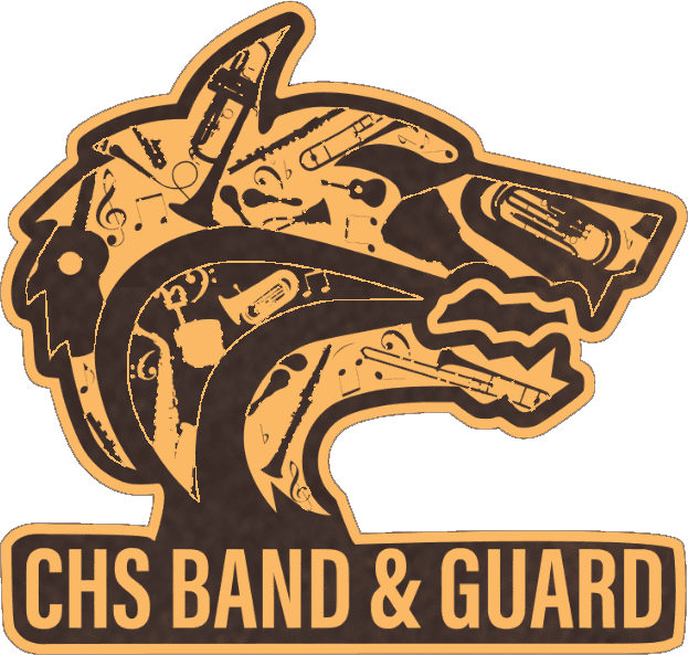 Band Wolf Text Rustic Brown Gold