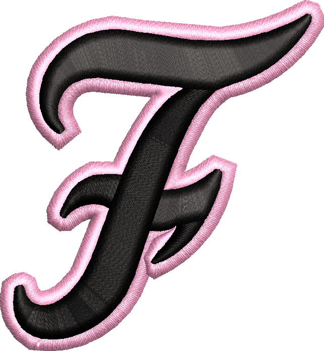 F 3D Outline Pink EMB