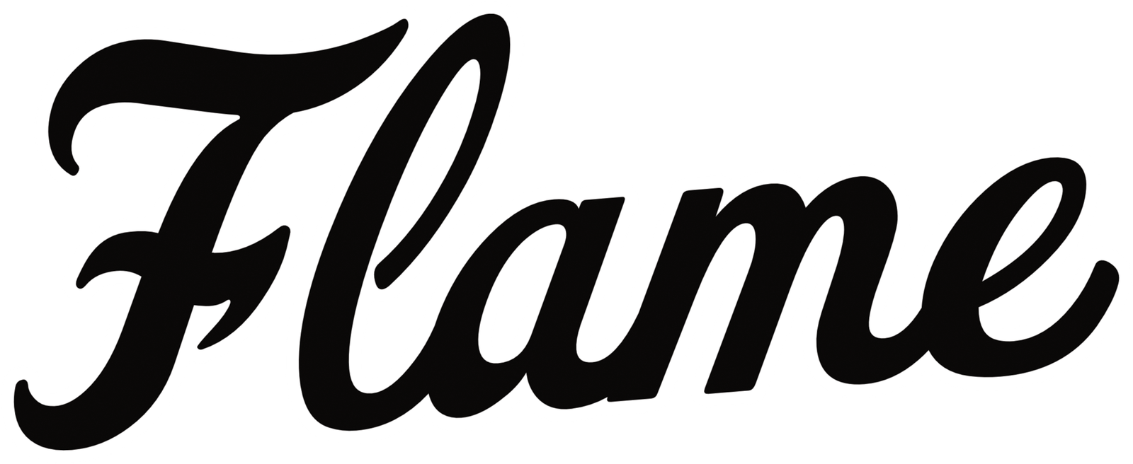 Flame Script Black White Outline Print