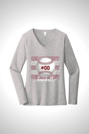 Cedarcrest Baseball and Softball District® Women’s Very Important Tee® Long Sleeve V-Neck