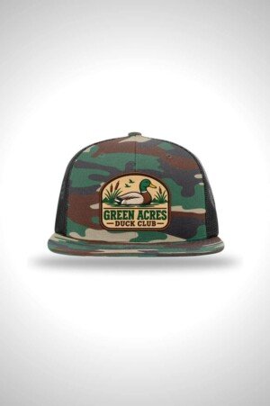 Green Acres Duck Club Richardson Acrylic-Wool Blend Flatbill Trucker