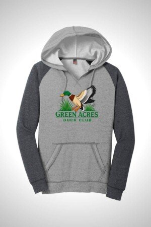 Green Acres Duck Club District Women’s Lightweight Fleece Raglan Hoodie