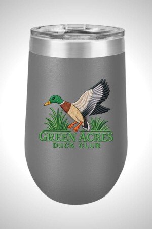 Green Acres Duck Club 16 oz. Stemless Wine Tumbler with Lid