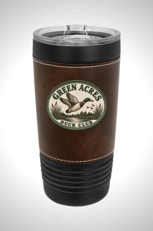Green Acres Duck Club 20 oz. Leather Tumbler with Slider Lid