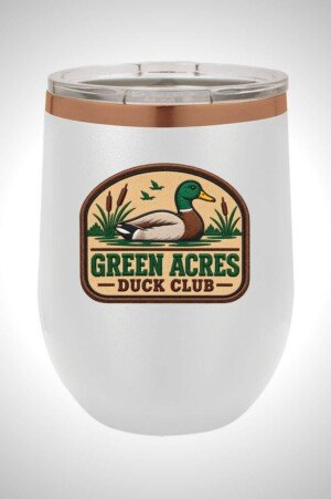 Green Acres Duck Club 12 oz. Stemless Wine Tumbler with Lid