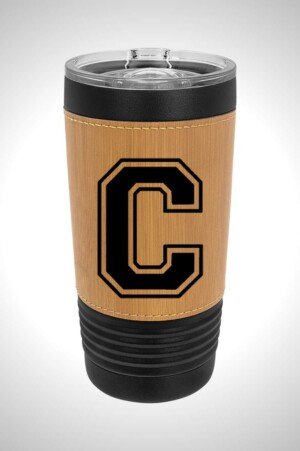 Cedarcrest Football 20 oz. Leather Tumbler with Slider Lid