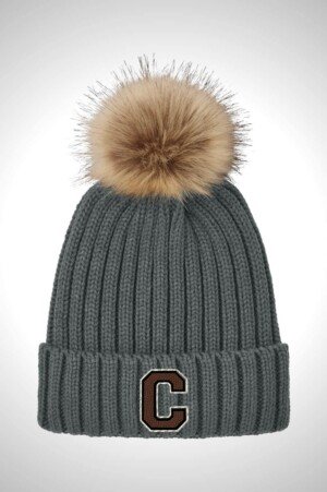 Cedarcrest Football Port Authority Faux Fur Pom Beanie